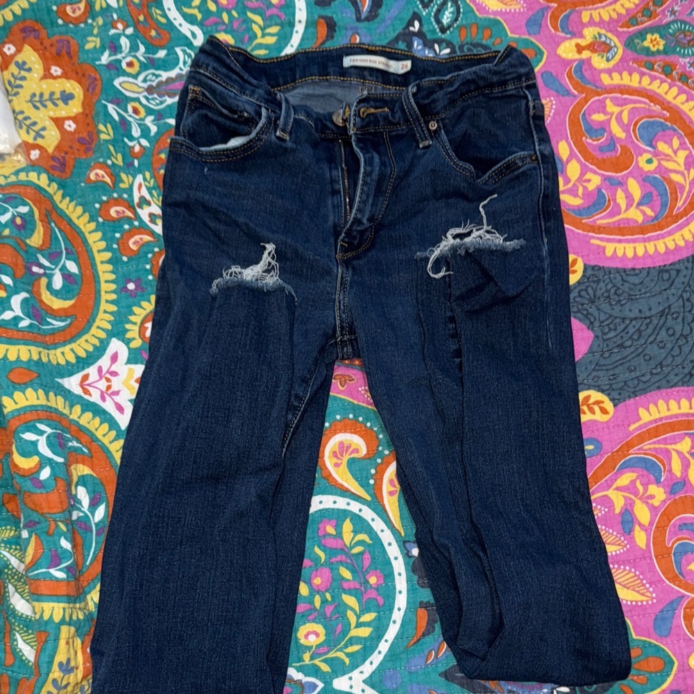Women’s Distressed Blue Jeans
